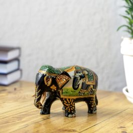 Indian Home Decor | Wooden Elephant Pair (Hand-Painted, Multicolor)